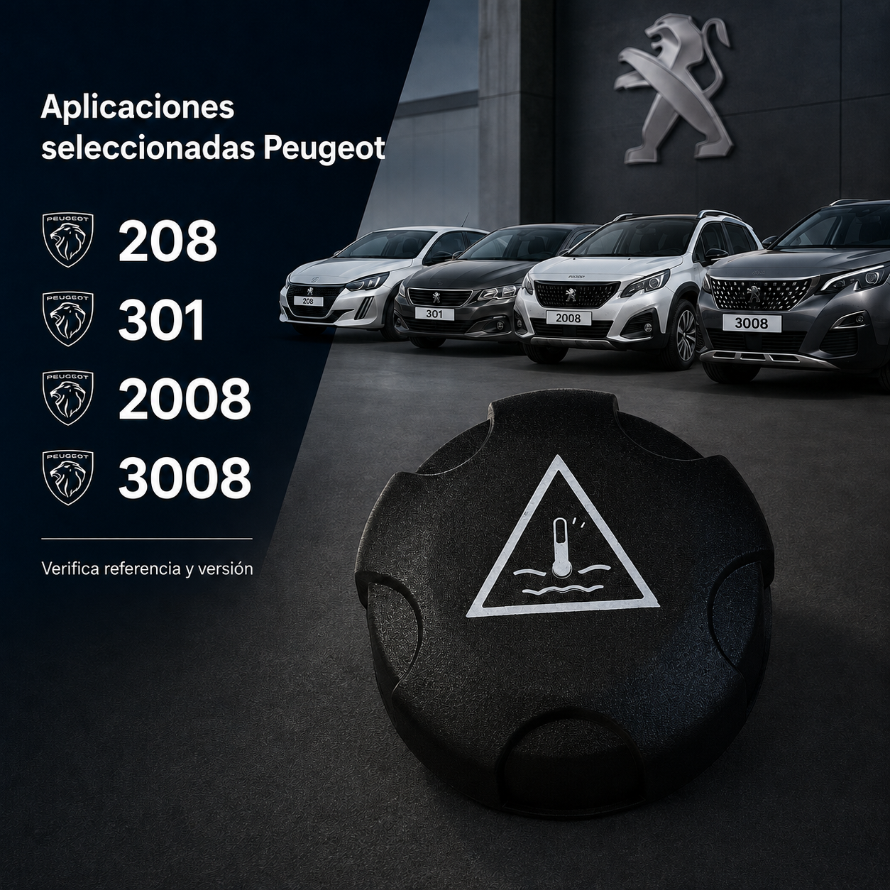 Tapa Depósito Refrigerante Peugeot 208 301 2008 3008/ CITROEN C5 C3 C-ELYSEE