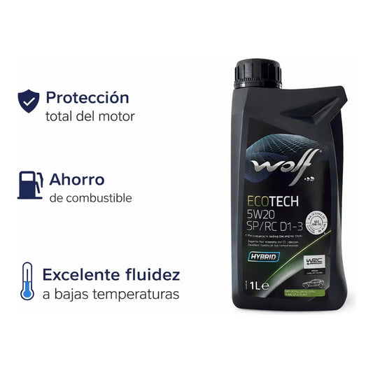 Aceite Wolf Ecotech 5w20 Full Sintético 1l