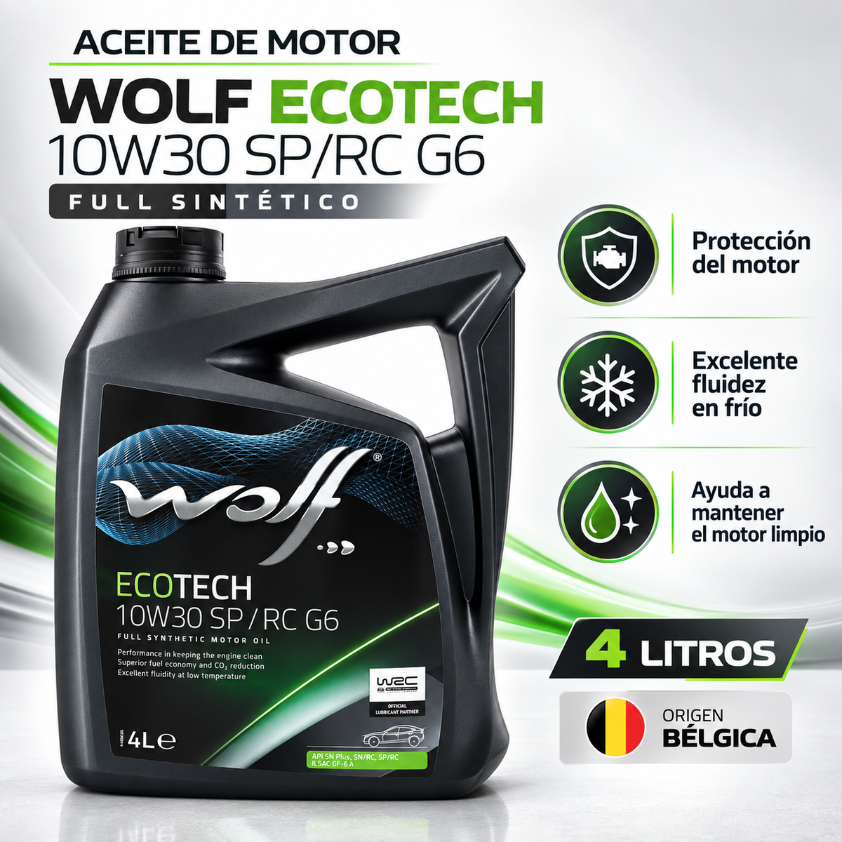 Aceite Wolf Ecotech 10w30 Sp Rc G6 Full Sintetico 4l