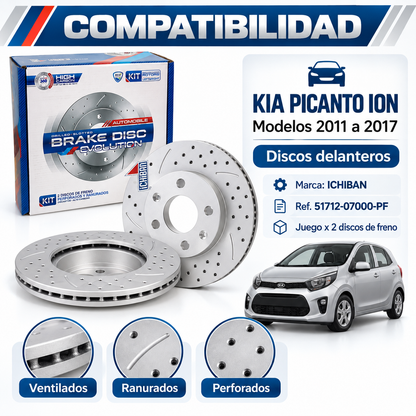 Discos Freno Delanteros Kia Picanto Ion Perforados Ranurados