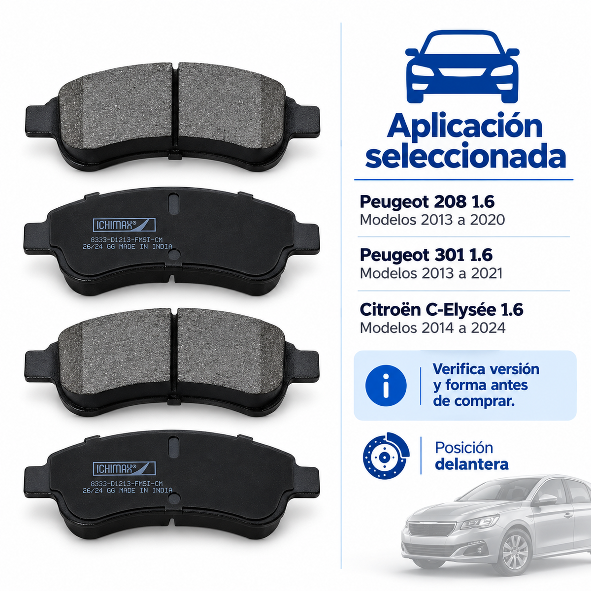 Pastillas Freno Para Peugeot 208/ 301/ Citroen C-elysee