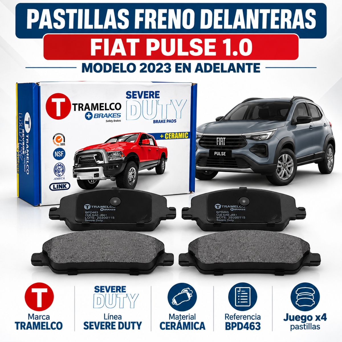 Pastillas Freno Delanteras Fiat Pulse 1.0