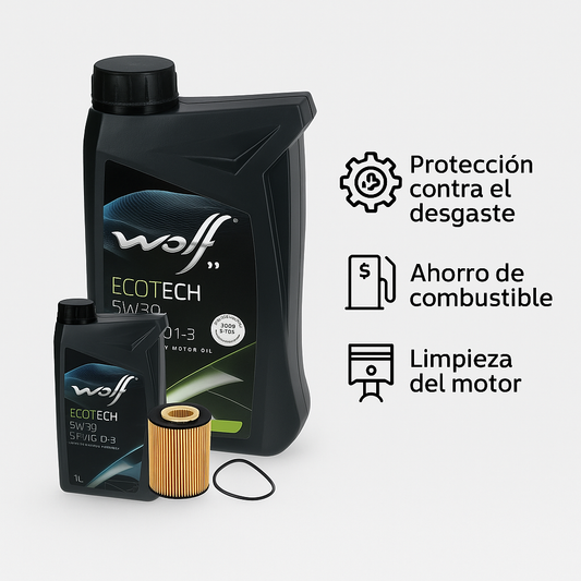 Kit Aceite 5W30 Wolf + Filtro de Aceite Hengst para Jeep Renegade 1.8
