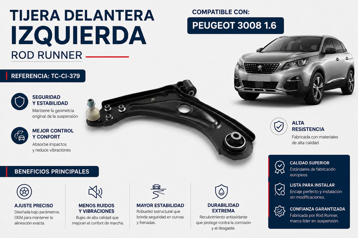 Tijera Delantera Izquierda Peugeot 3008 5008 1.6 2.0