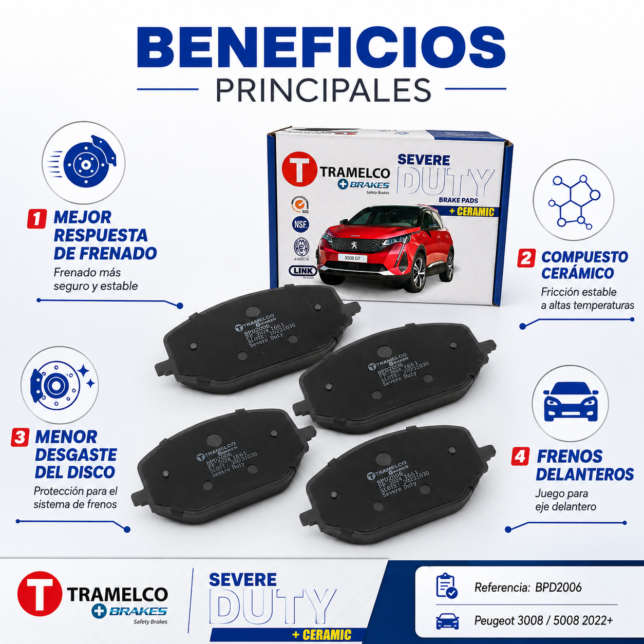 Pastillas Freno Para Nueva Peugeot 3008/ 5008/ Citroen C5