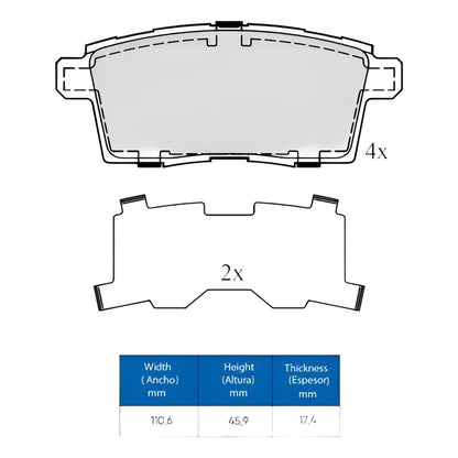 Pastillas Freno Traseras Para Ford Edge/ Mazda Cx-7/ Cx-9