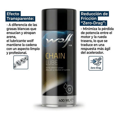 Lubricante Cadena Moto Sintético Spray 400ml Kit Arrastre