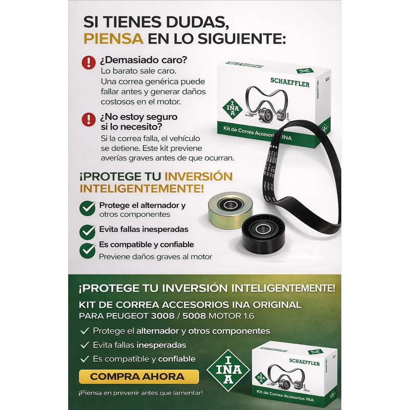 Kit Correa Accesorios Peugeot 3008 5008 1.6 Marca Ina