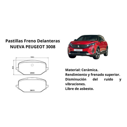 Pastillas Freno Para Nueva Peugeot 3008/ 5008/ Citroen C5