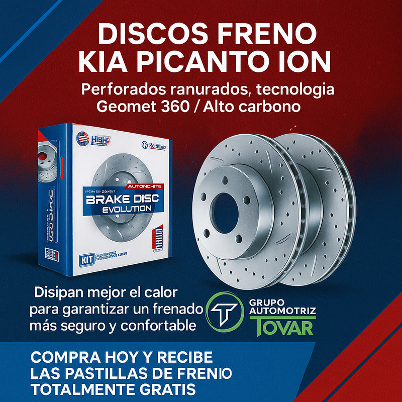 Discos Freno Delanteros Kia Picanto Ion Perforados Ranurados