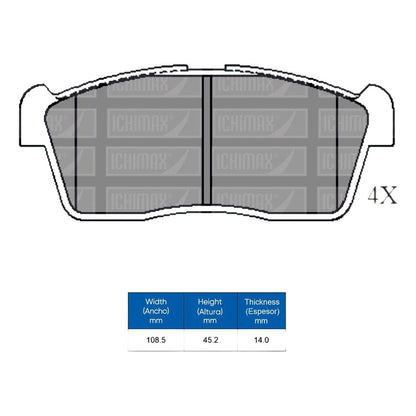 Pastillas Freno Delanteras Para Daihatsu Sirion/ Suzuki Alto