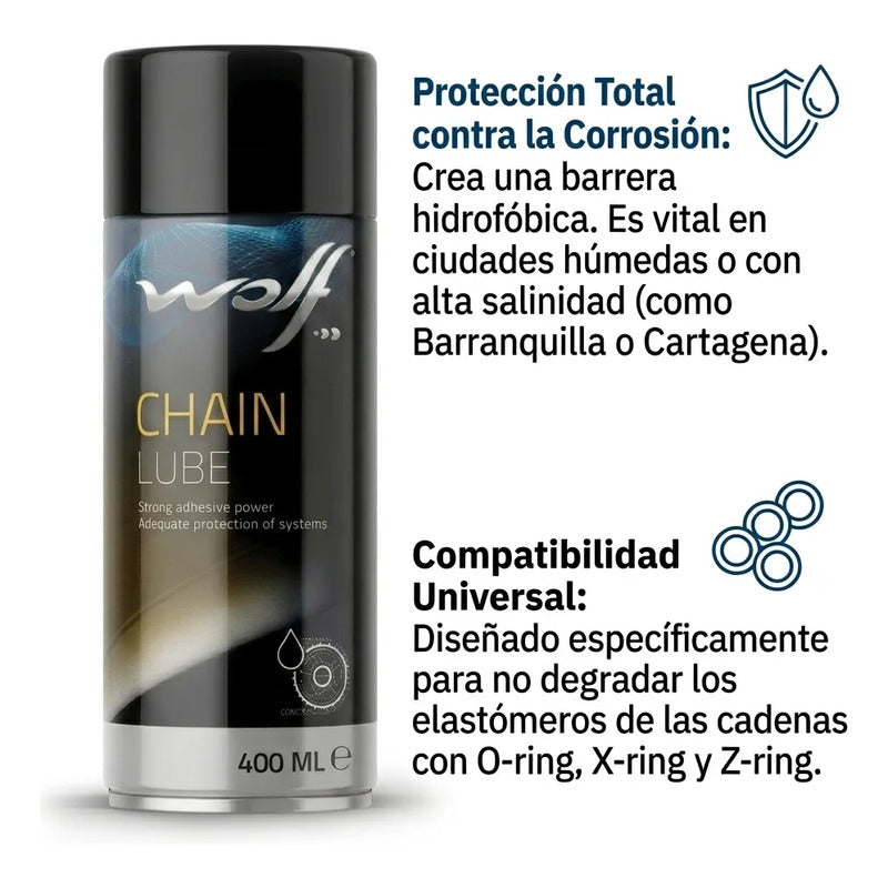Lubricante Cadena Moto Sintético Spray 400ml Kit Arrastre