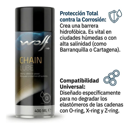 Lubricante Cadena Moto Sintético Spray 400ml Kit Arrastre