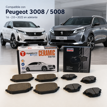 Kit Pastillas Freno Delanteras Y Traseras Peugeot 3008 5008