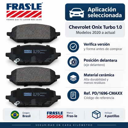 Pastillas Freno Delanteras Para Chevrolet Onix Turbo 1.0